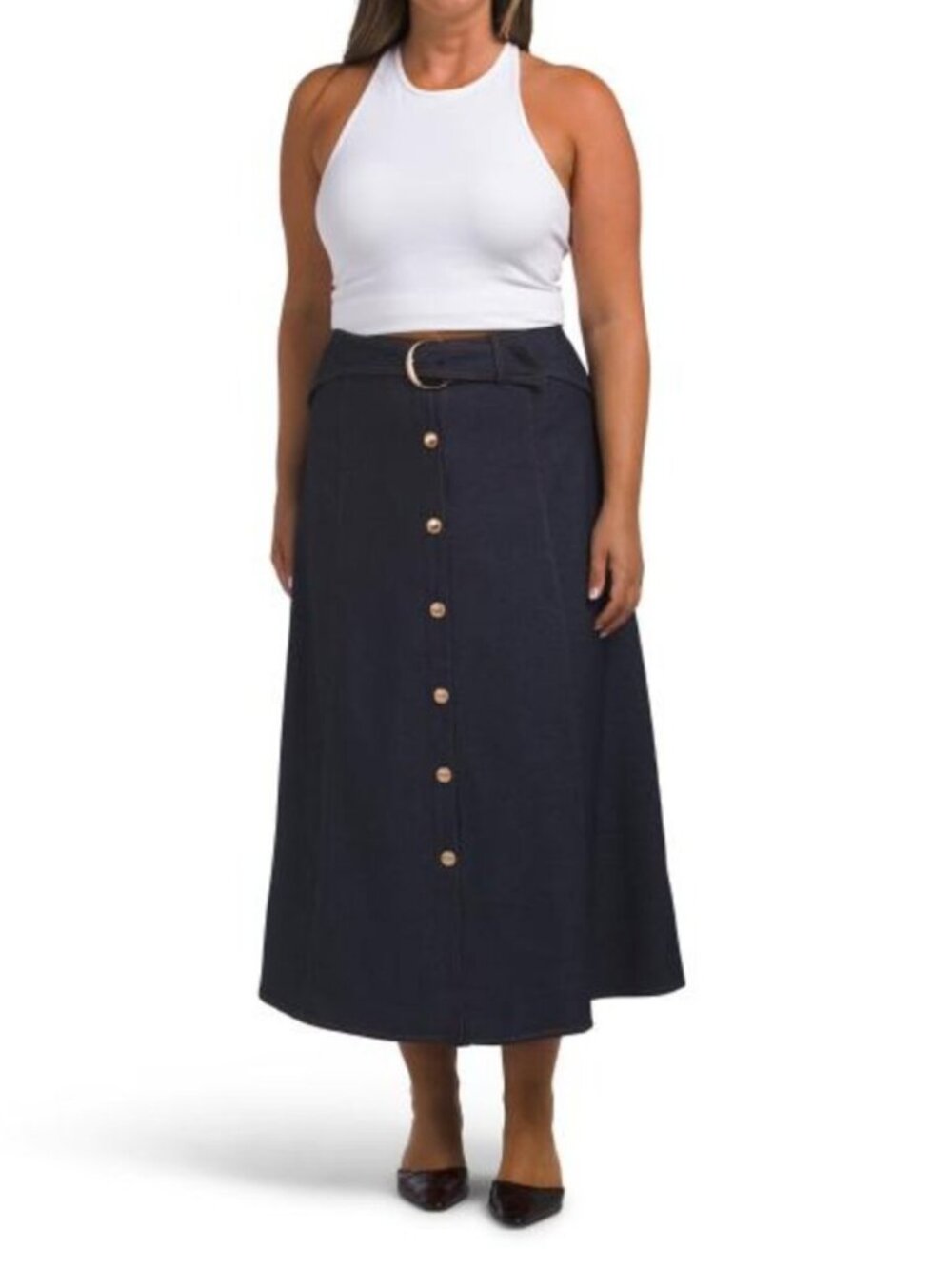 GEMMA+ JANE Button Down Skirt With Belt